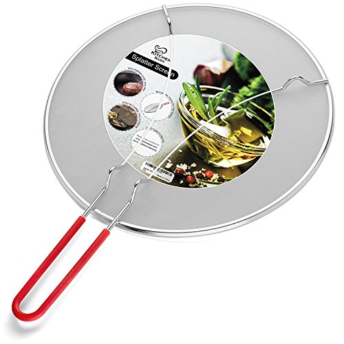 Splatter Screen for Cooking 13" - Silicone Handle - Stops Hot Oil Splash - Protects Skin from Burns - Grease Guard for Frying Pan Keeps Your Kitchen Clean - Heavy Duty Ultra Fine Mesh
