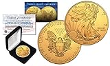 2018 1 Oz 999 Fine Silver American Eagle $1 Coin 24K Gold Gilded with BOX & CERT