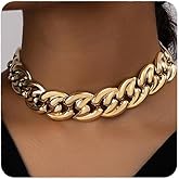 YERTTER Punk Gold Chunky Choker Necklace Big Grunge Chain Adjustble Collar Choker Necklace for Women (Style 7)