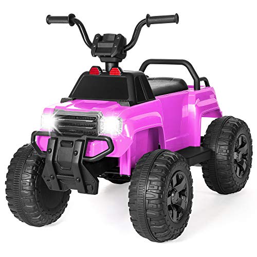 Best Choice Products 12V Kids Battery Powered Ride-On 4-Wheel Quad ATV Toy w/ LED Headlights - Pink