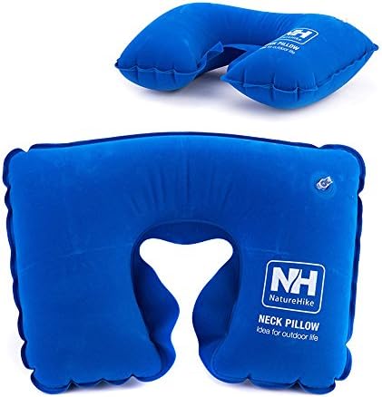 Yougle PVC Folding Air Pillow Inflatable U Shape Flocking Neck Blow up Cushion Soft Neck Support Nursing Cushion Headrest Free Shipping (Blue)