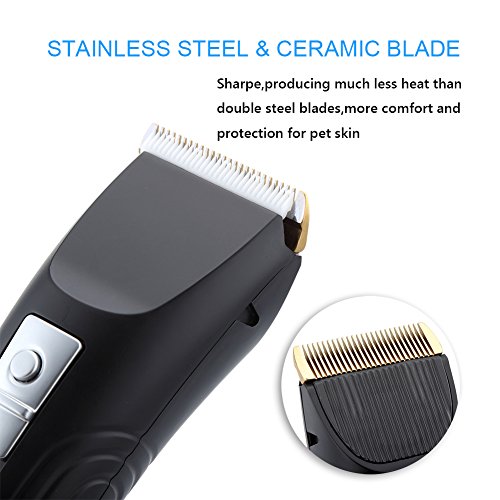 Pet-Clippers-URPOWER-Electric-Rechargeable-Pet-Grooming-Clippers-Pet-Grooming-Clipper-Kit-Pet-Hair-Trimmer-for-Dogs-and-Cats-with-4-Cutting-Lengths-2-Comb-Attachments-1-Stainless-Steel-Comb