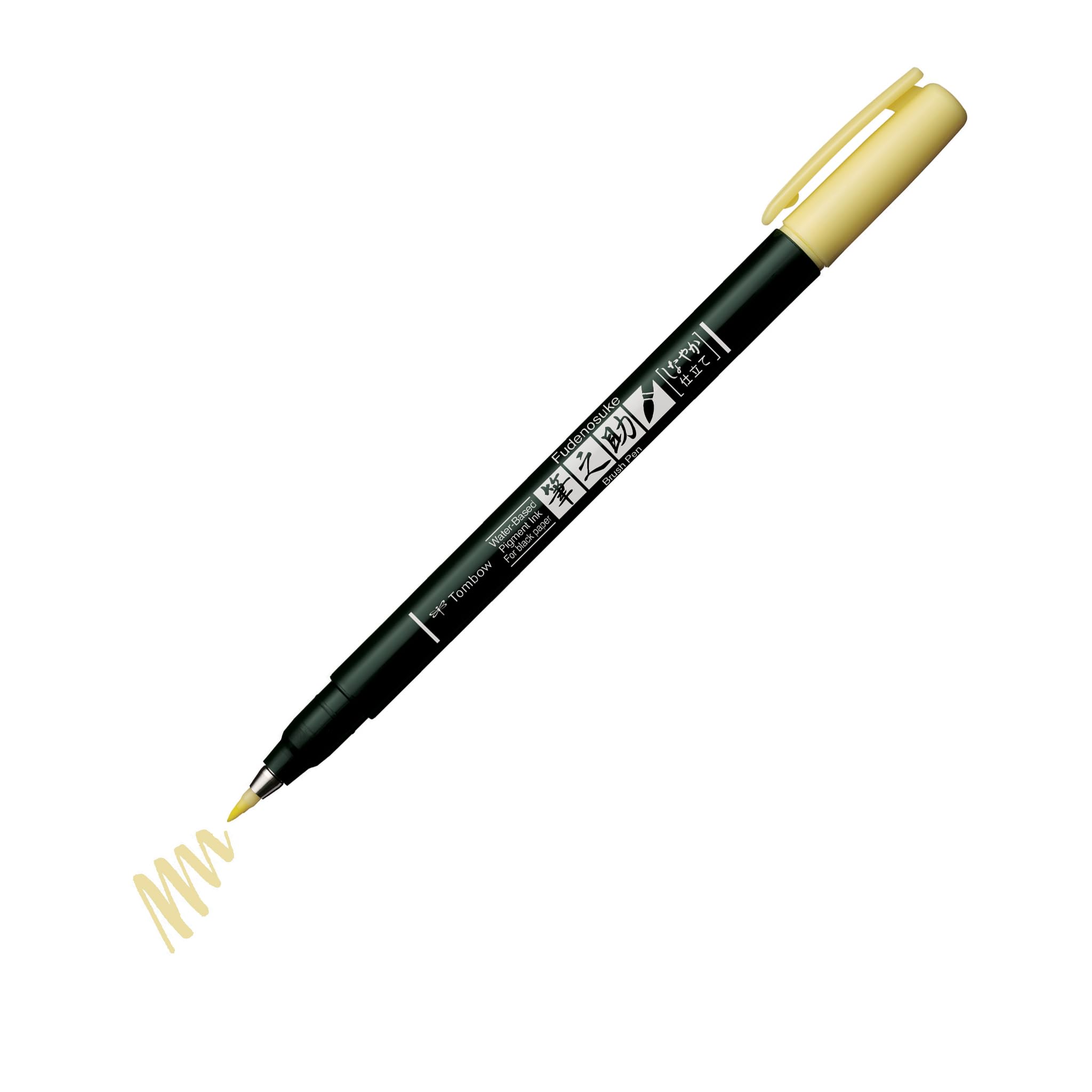 Tombow Brush Pen Fudenosuke pastel for black paper, pale yellow