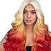 ❤️ Sunbona Curly Wigs for White Women Long Curly Straight Wavy Synthetic Full Hair Wig Pink Purple Cosplay Natural (Red)