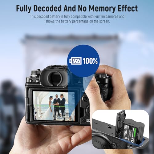 NEEWER NP-W235 Camera Battery Charger Set, Double Slot USB Charger with LCD, Pack of 2, 2400 mAh Replacement Batteries, Compatible with Fujifilm X-T5 X-T4 GFX 100S X-H2S GFX 50S II VG-XT4 Battery Grip