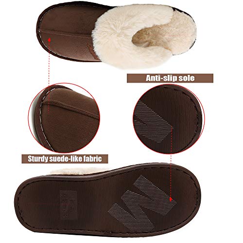 SOSUSHOE Women Slippers Fluffy Fur Slip On House Slippers Soft and Warm House Shoes for Indoor Outdoor, Deep Brown, 9.5-10.5