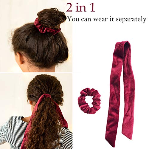 9 PCS Hair Scrunchies Bow Velvet Elastics Hair Ties Scrunchy Hair Bands Vintage Aceessories Ponytail Holder for Women Girls