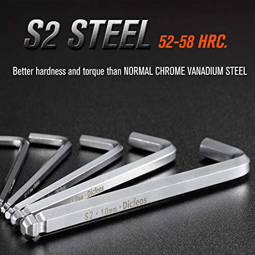 Dicfeos Hex Key Allen Wrench Set, SAE Metric Star Long Arm Ball End Hex Key Set Tools, Industrial Grade Allen Wrench Set, Bonus Free Strength Helping T-Handle, S2 Steel (35 Pieces) - Thumbnail 3