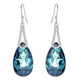 EleQueen 925 Sterling Silver CZ Teardrop Bridal Hook Dangle Earrings Made with Swarovski Crystals