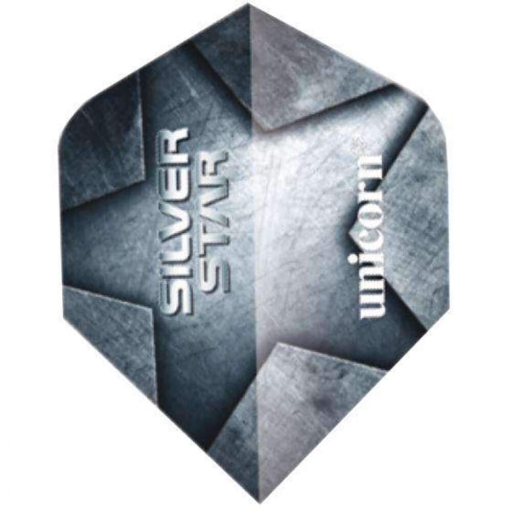Unicorn Core Dart Flights | Silver Star Design | Standard Plus Shape| Durable 75 Micron Polyester PET