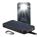 Solar Chargers 15000mAh, Soluser Portable Dual USB Solar Battery Fast Charger External Battery Pack, Solar Phone Charger Power Bank with 6LED Flashlight for Smartphones Tablet Camera