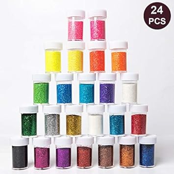 Seatek 24 Stück Bastel Glitzer Set, 24er ×17g Glitzer,24 Farben