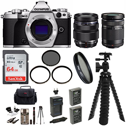 Olympus-OM-D-E-M5-Mark-II-Camera-Body-Silver-with-12-40mm-and-40-150mm-Lens-Bundle
