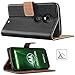 HOOMIL Wallet Case for Moto G7, for Moto G7 Plus, [Classic Business Series] Flip Leather Cover- Black
