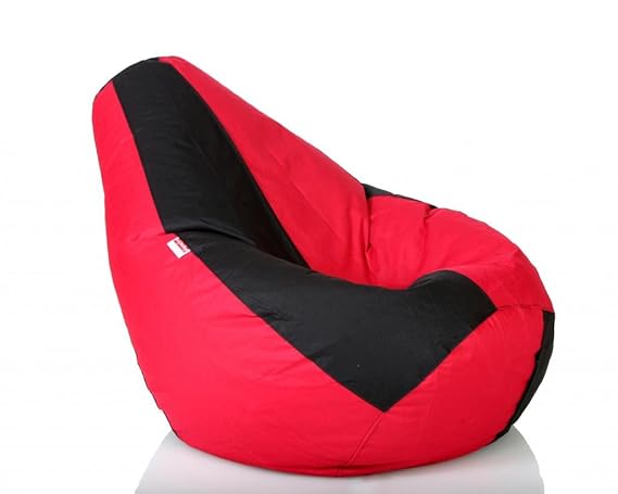 Comfy Bean Bags XXL Bean Bag Filled with Beans Filler (Black and Red)