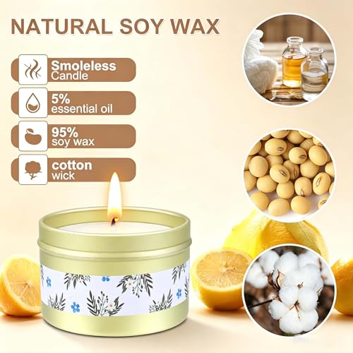 Citronella Candles Outdoor, Outdoor Candles Lemon Garden Lemongrass Natural Soy Wax - Up to 120-160 Hours Burning Time Scented Candle for Picnic, Camping, Patio