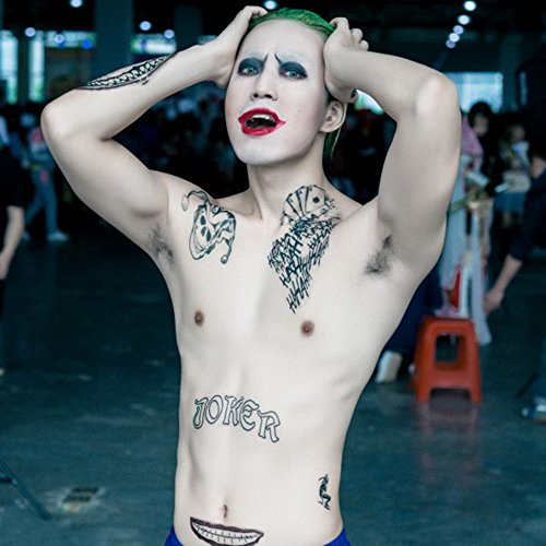 COKOHAPPY 4 Large Sheets SS Temporary Tattoo HQ & The Joker Sticker 80+ Tats Costume/Cosplay Party Accessories