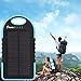 Solar Charger,F.Dorla 5000mAh Portable Solar Phone Charger Power Bank Waterproof Dual USB Battery Charger External Battery Pack with Flashlight for Cellphone iPhone Samsung Android (Blue)