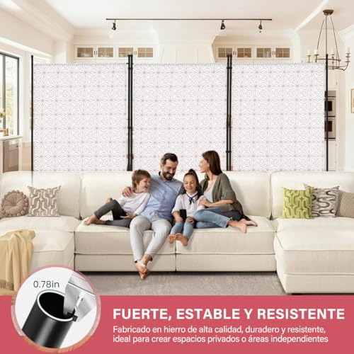Biombo Divisor Portátil, Biombo Plegable de 3 Paneles, Separador de Ambientes para Privacidad, Divisor de Espacios Decorativo para Oficina Habitación, Pantalla Plegable Ligera y Ahorradora de Espacio