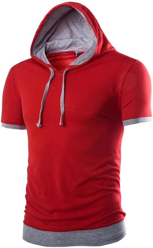 red short sleeve hoodie mens