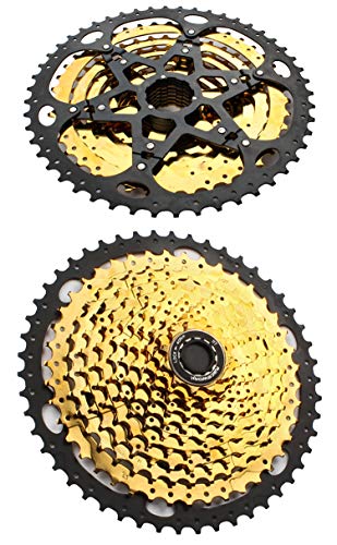 Alician RACEWORK 11-42 11-46 11-50T 11-52T 10/11/12 Speed Mountain MTB Bike Bicycle Cassette Flywheel Compatible for Sram Shimano 11 Speed 11-52T Gold Black