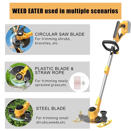 Fiutazge Cordless Weed Eater Compatible with Dewalt 20v Max Battery, Electric String Trimmer (No Battery Included)