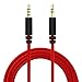 BestGot Audio Cable 3.5mm Headphone Cable with Microphone in-line Volume (4.3ft / 1.3m) for PS4 Controller, Headphones, Home/Car Stereos and More (1 Pack Red)