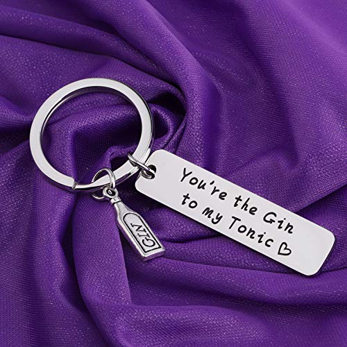 KUIYAI Best Friend Couples Keychain You're The Gin to My Tonic Gifts (Silver)