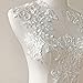 1 Pair Off-White Gold Fringe Lace Applique Motif Flower Embroidery Wedding Sewing Applique with Sequined Mirror Pair Bridal Lace Patch for Dress Gown