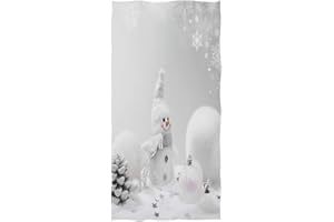 Naanle 3D Christmas Ornament Background with Snowman Stars and Snowflakes Soft Bath Towel Highly Absorbent Large Hand Towels Multipurpose for Bathroom, Hotel, Gym and Spa (16" x 30",White)