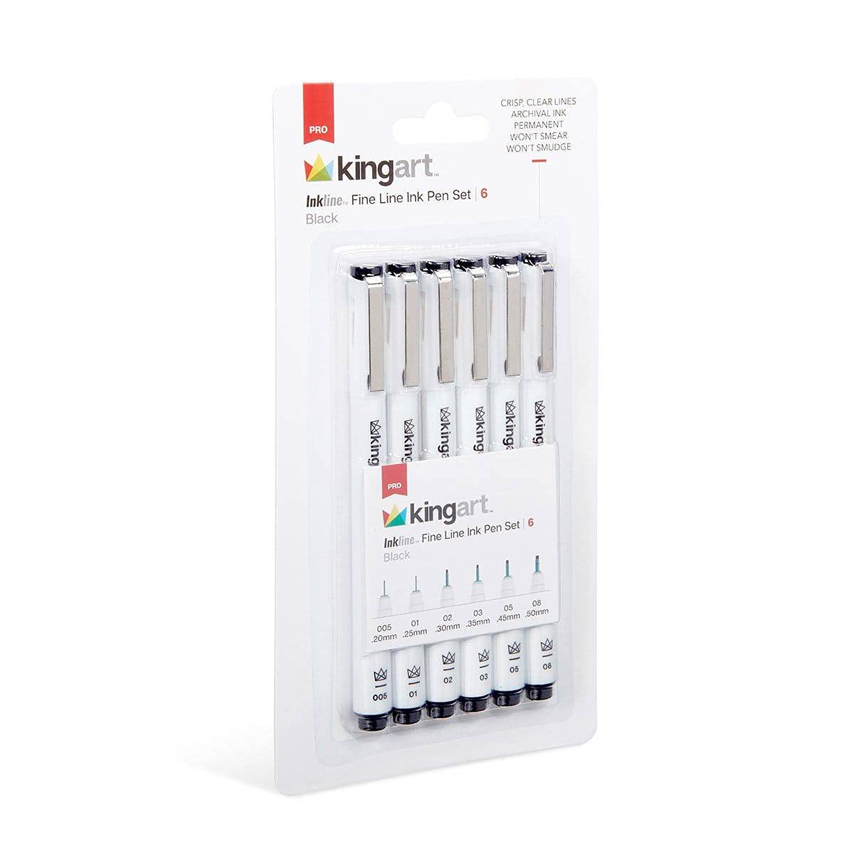 KINGART 430-6 PRO Inkline Black Micro Line & Precision Graphic Pens, 6 Assorted Nibs, BLACK Archival Waterproof Japanese Ink for Art, Illustration, Calligraphy, Sketching, Anime, Technical Drawing, Manga