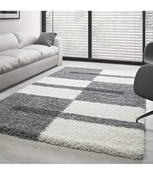 Shaggy Rug Long Pile Carpet Designe Multicolored Grey White Lightgrey 140x200 Cm