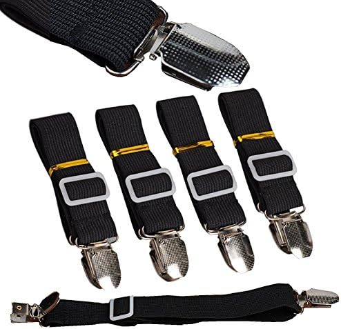 Budalga Bed Sheet Fasteners Adjustable Heavy Duty Band Straps Suspenders Holder Grippers for Mattress Pad Cover, Sofa Cushion, Black 8 Pack