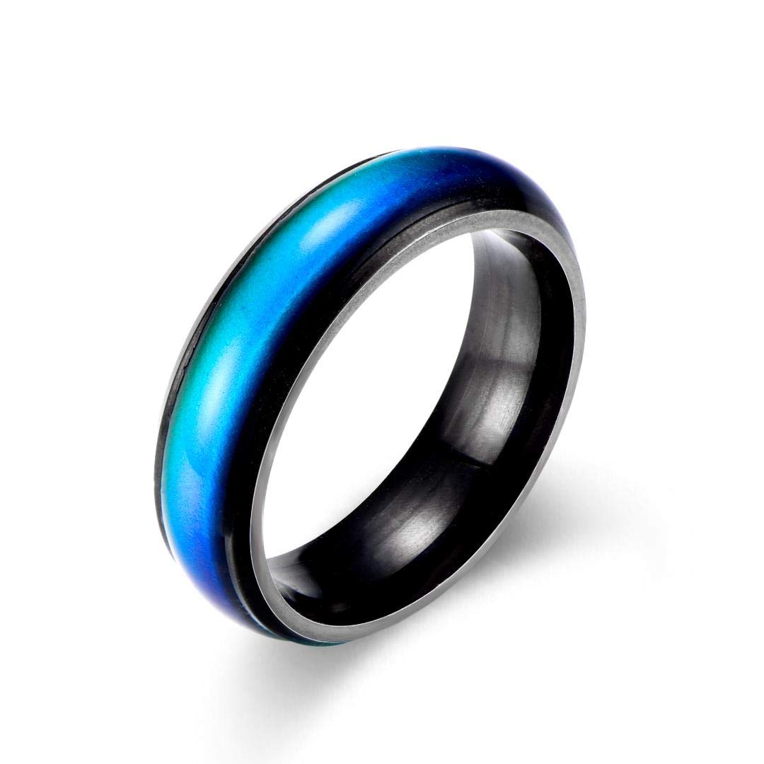 Ello Elli6MM Comfort Fit Stainless-Steel Color Changing Mood Ring Silver/Black/Gold/Rose Gold/Rainbow Tone