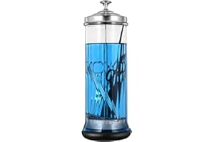 Soiiw Barber Disinfectant Jar Manicure Disinfecting Jar with Removable Basket Glass Jar Container for Manicure & Spa Implements (50 OZ)