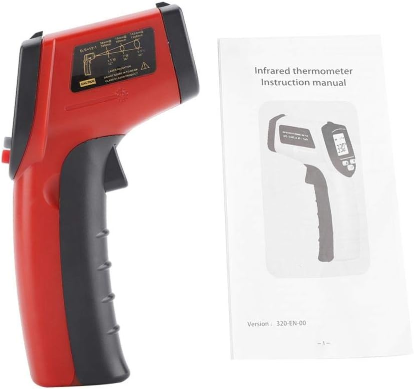 Beufee GM320 Laser LCD Digital IR Infrared Thermometer Non-Contact Temperature Meter Gun (Red)