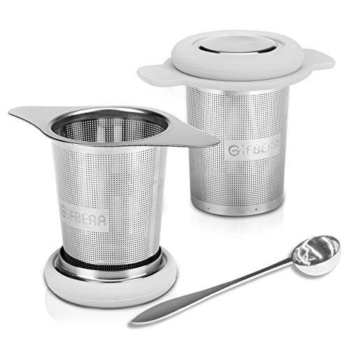 Gifbera 2 Pack Large Tea Infuser Set - Stainless Steel Extra Fine Mesh Tea Strainer Filter with Scoop & Double Handles - Fits Standard Cups Mugs Teapots