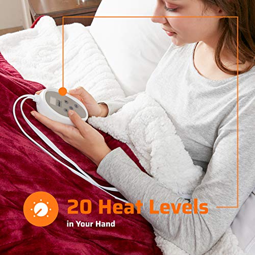 Sherpa Plush Dual Control Electric Blanket Queen Size, Heating Blankets