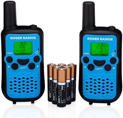 Walkie Talkies for Kids w/ ALKALINE batteries INCLUDED. Up to 2 miles. Kids walkie talkies. Fun for the whole family. Plain English Instructions. Two-way 2-way radio fun. ROGER RADIOS