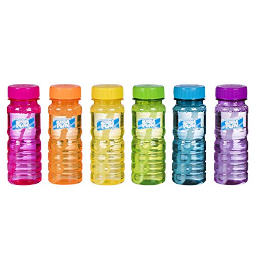 BubblePlay Bubble Blower Bottles with 5-hole Bubble Wand: 6 - 4 OZ Bottles of Bubble Solution with Wands for Kids - Outdoor Summer Fun, Birthday Party Favors