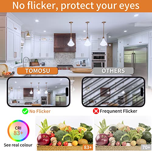 Tomosu Pack of 10 Extra Flat LED Recessed Spotlights, 5 W 450 LM Equivalent to 50 W Incandescence, IP44 Waterproof Bathroom Spotlight Cool White 6000 K, Hole Φ75-90 mm, AC220-240 V
