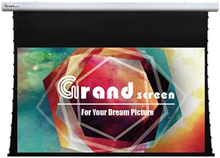 Grand Screen Mortar Mount Tab-Tension Motorized Projector Screen with PVC screen material，wireless 12V projector trigger (100" Diagonal （16:9）)