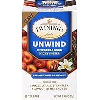 Twinings of London Daily Wellness Tea, Unwind Sleep Supporting Passionflower & Camomile, Spiced Apple & Vanilla, Flavored Her