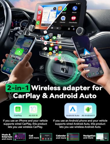 Mavlou Wireless Carplay & Android Auto Adapter, Metal Design Mini & Stable 2-in-1 Dongle, Convert Vehicle's Wired CarPlay/AA to Wireless, for iOS 10+/Android 11+ & Cars from 2016 (Gray)