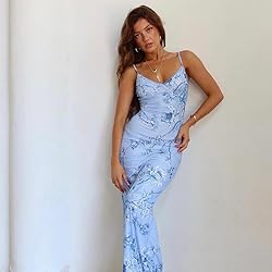 ABINGOO Women Vintage Spaghetti Strap Maxi Dress
