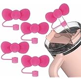 4pcs Rose bow Straw Cover for Stanley 40&30 Oz Cup, 10mm Silicone Straw Covers Cap for Stanley Cup Accessories, Cute Topper for Tumblers, Cap Stopper for Reusable Straws Tip Lids