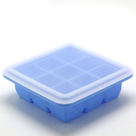 Amazon 桜の雪 エコ シリコン製 離乳食 冷蔵 フタ付き 取り出しやすい ブロックアイス4 9個取り アイストレー ブルー 9格 製氷皿 オンライン通販