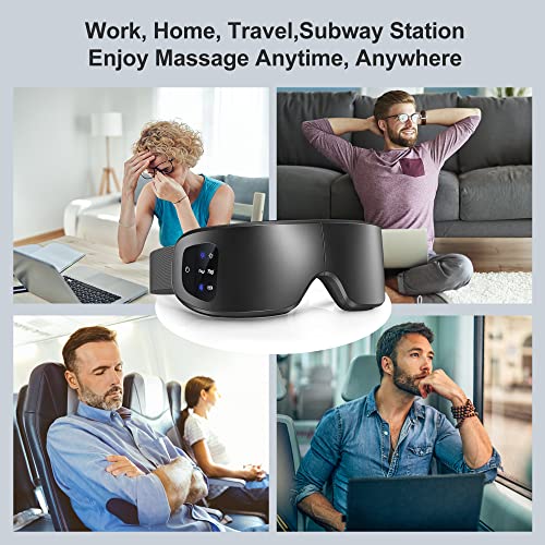 Kyltoor Eye Massager with Heat, Smart Eye Massager for Migraines with Bluetooth Music Foldable Heated Eye Massager 6 Modes for Dry Eyes Migraines Dark Circles Puffiness Improve Sleep