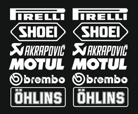 1x Set Nr.3 (12 Aufkleber weiss ,Farbwahl) PIRELLI AKRAPOVIC Tuner Logo 16cm Decal Tuning Aufkleber Sticker Auto Motorrad Pic