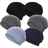 JarseHera 6PCS Slouchy Beanie Soft Sleep Caps Chemo Headwear Skull Cap Hats | Breathable Cancer Caps,Skin-Friendly for Hair Loss,Lightweight Viscose Head Covering,Elastic Top Close Beanies,Hijab Undercap